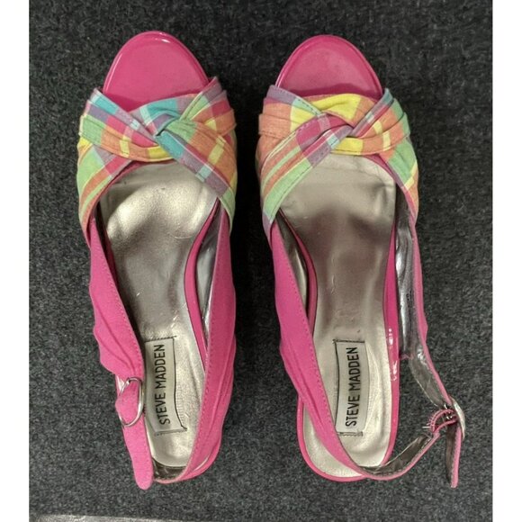 Woman's pink strappy Steve Madden high heals P-CINDY 6.5 - Picture 2 of 16